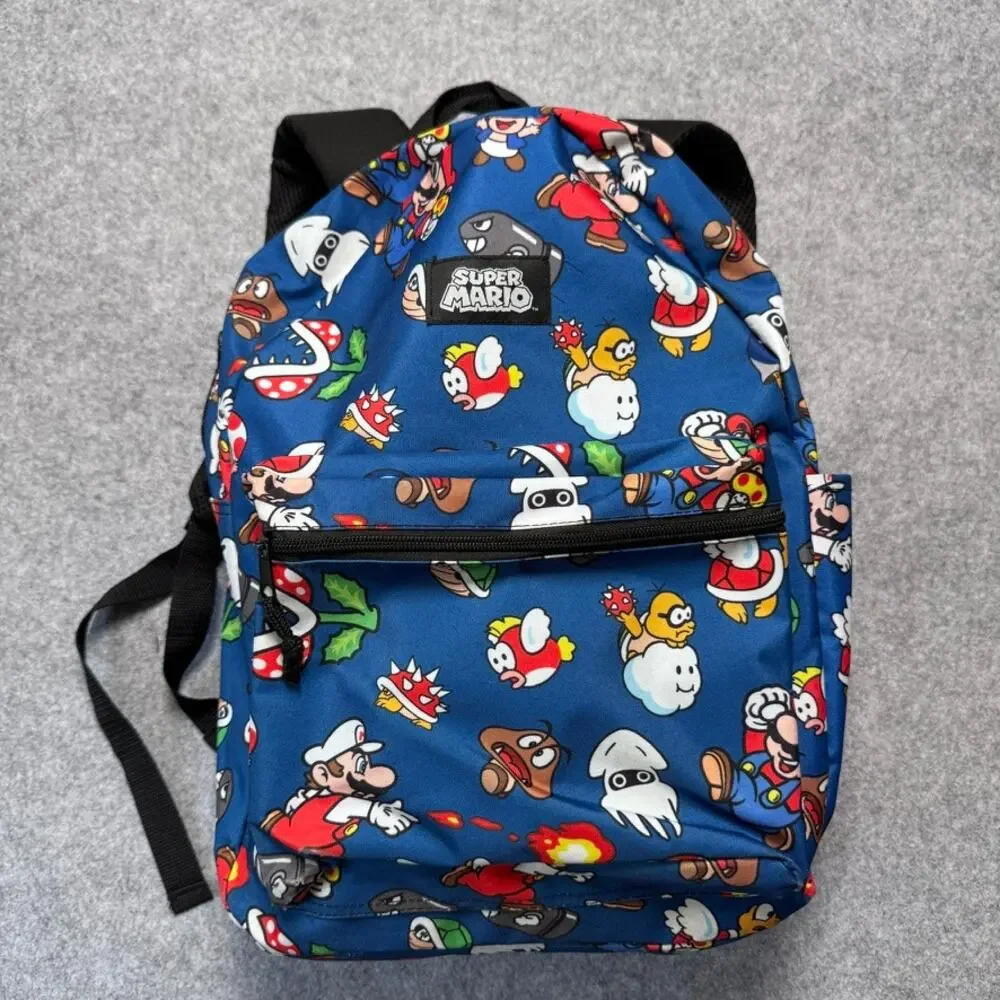 Bioworld Super Mario Bros Enemies Blue All Over Print 16” Backpack Nintendo